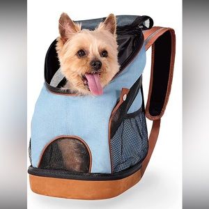 Ibiyaya New Denim Fun Lightweight
Pet Backpack Cat & Dog Carrier, Denim, Small